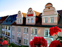 Blick vom Rathaus auf das Hotel "Anker"