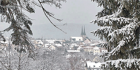 Blick vom Bergfriedpark auf Saalfeld