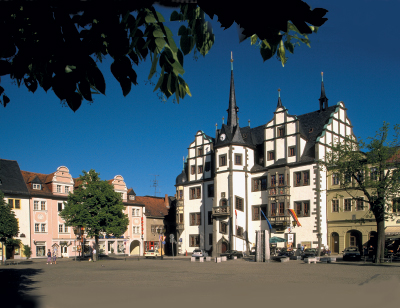 Saalfelder Rathaus - Blick von den Lieden