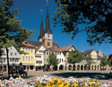 Blick vom Marktplatz auf die Lieden im Frühling