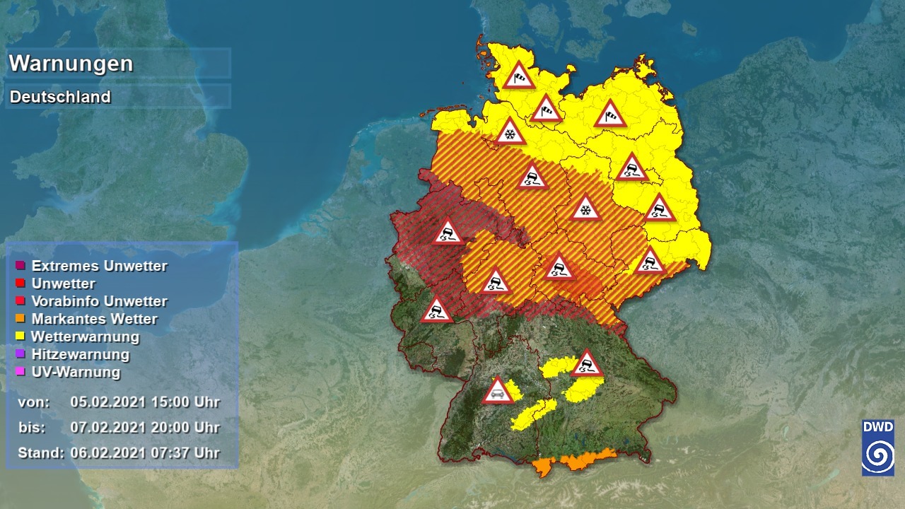 2021-02-06 Wetterkarte - Warnungen