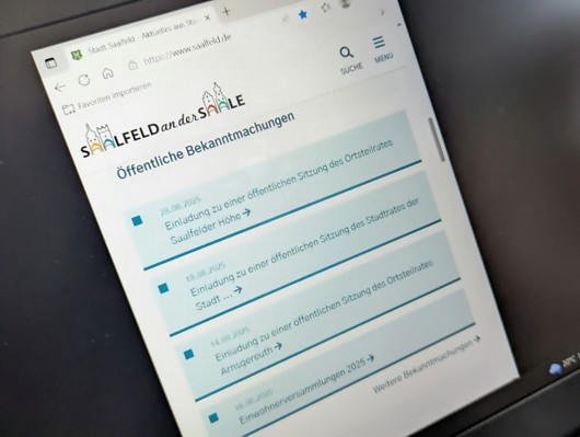 Stadt Saalfeld/Saale informiert zur letzten Stadtratssitzung 